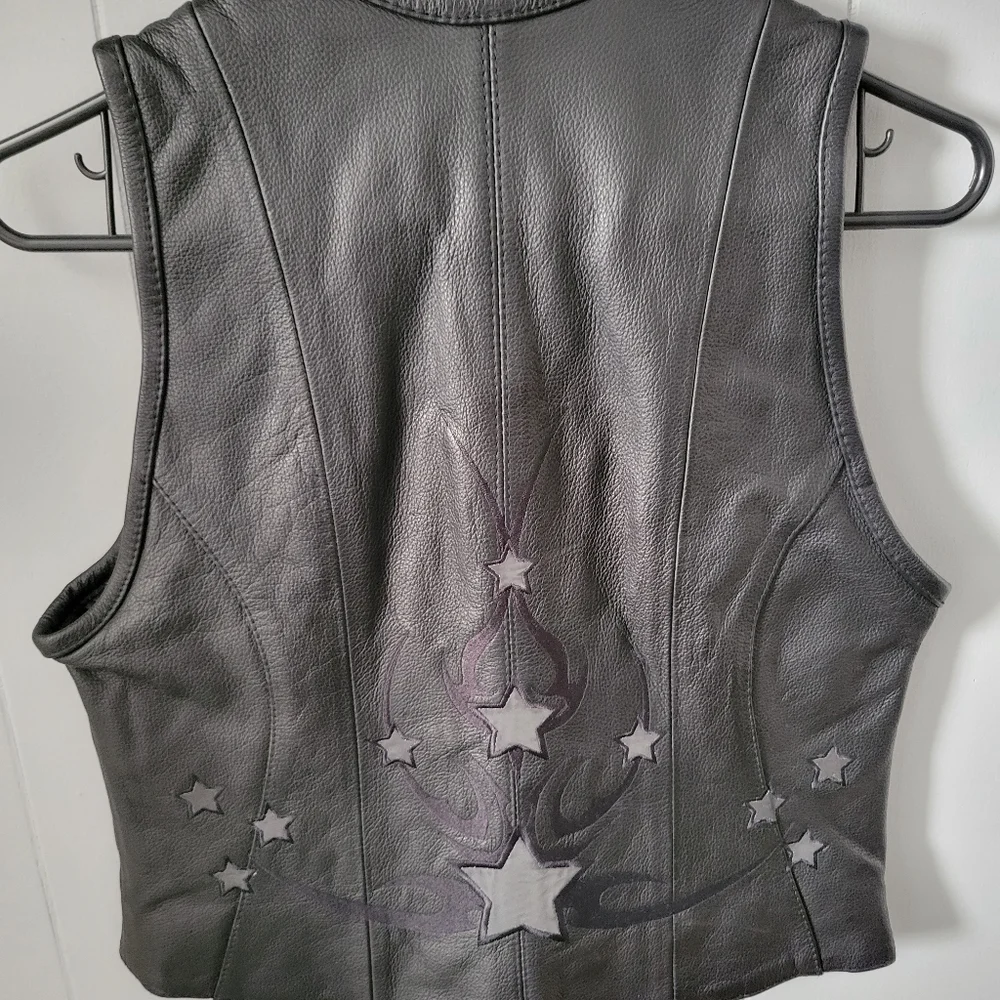 First Classic Women's Black Leather Vest Small - Picture 5 of 10